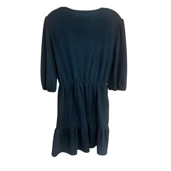 MELLODAY Textured Low V Wrap Black Knit Dress Sz L NWT - Picture 2 of 8